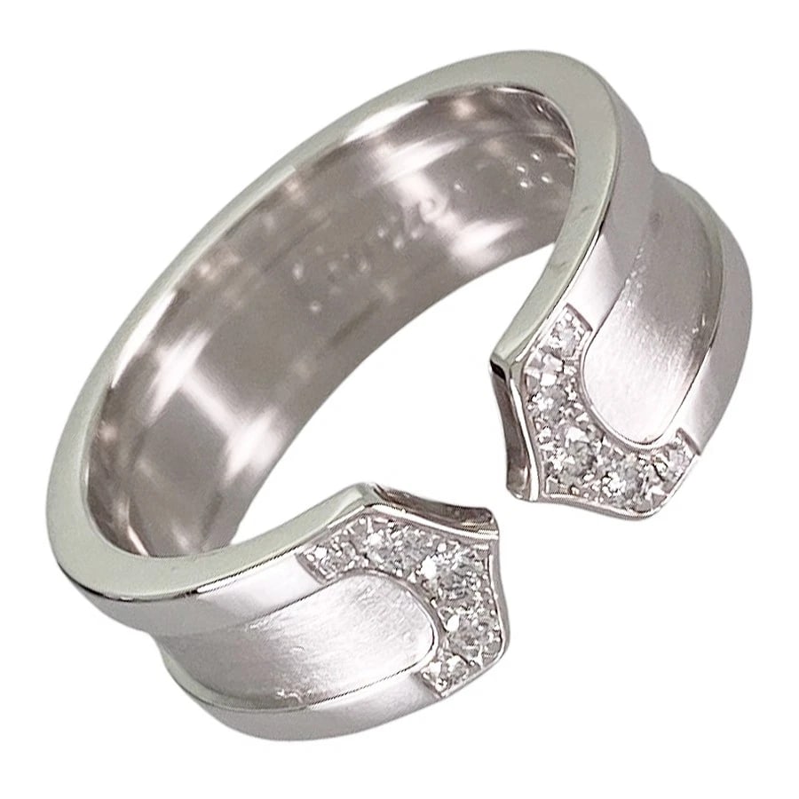 CARTIER C2 WHITE GOLD DIAMOND RING: Cartier C2 White gold Diamond Ring Brand: Cartier Type/Style: Ring Material: 18K White Gold, Main Stone/Creation Natural Color: Silver Size: 6 US Accessories: None Accessories Notice: When purchasing