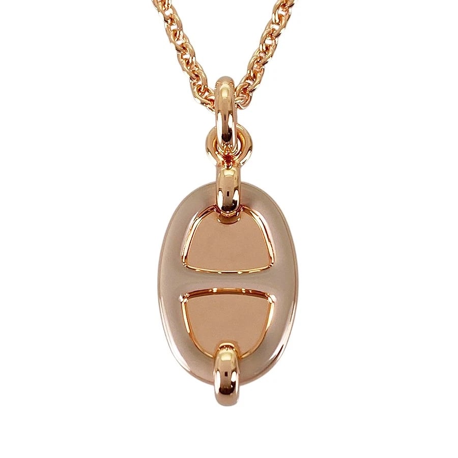 HERMES PENDANT MINI METAL NECKLACE: HERMES Pendant Mini Metal Necklace Brand: HERMES Type/Style: Necklace Material: Metal, Color: Rose Gold Size: Top size:26.1mm?12.8mm Necklace full length:42cm Accessories: None Accessories Notice: