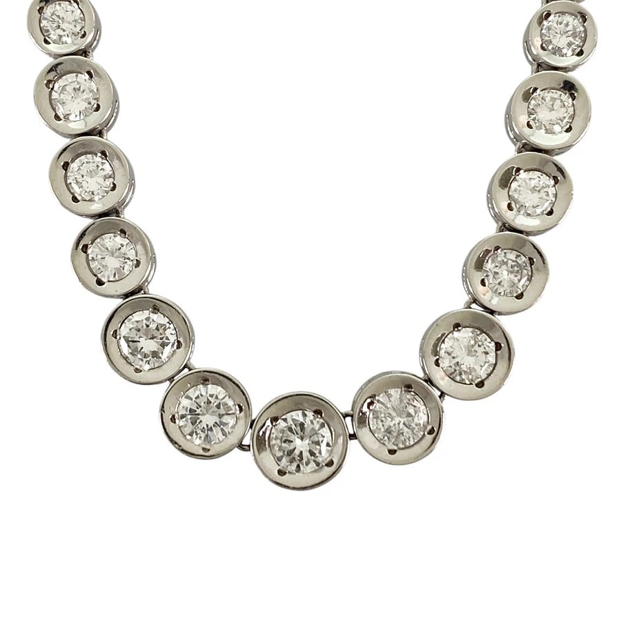 TENNIS NECKLACE PLATINUM DIAMOND: Tennis necklace Platinum Diamond Brand: None Type/Style: Tennis necklace Material: Pt850, Main Stone/Creation Natural Color: Silver Size: Necklace full length:40.5cm Accessories: None Accessories