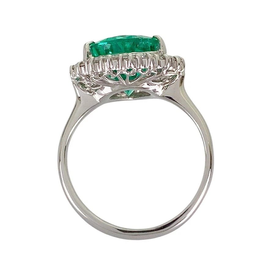 RING PLATINUM EMERALD DIAMOND - 3
