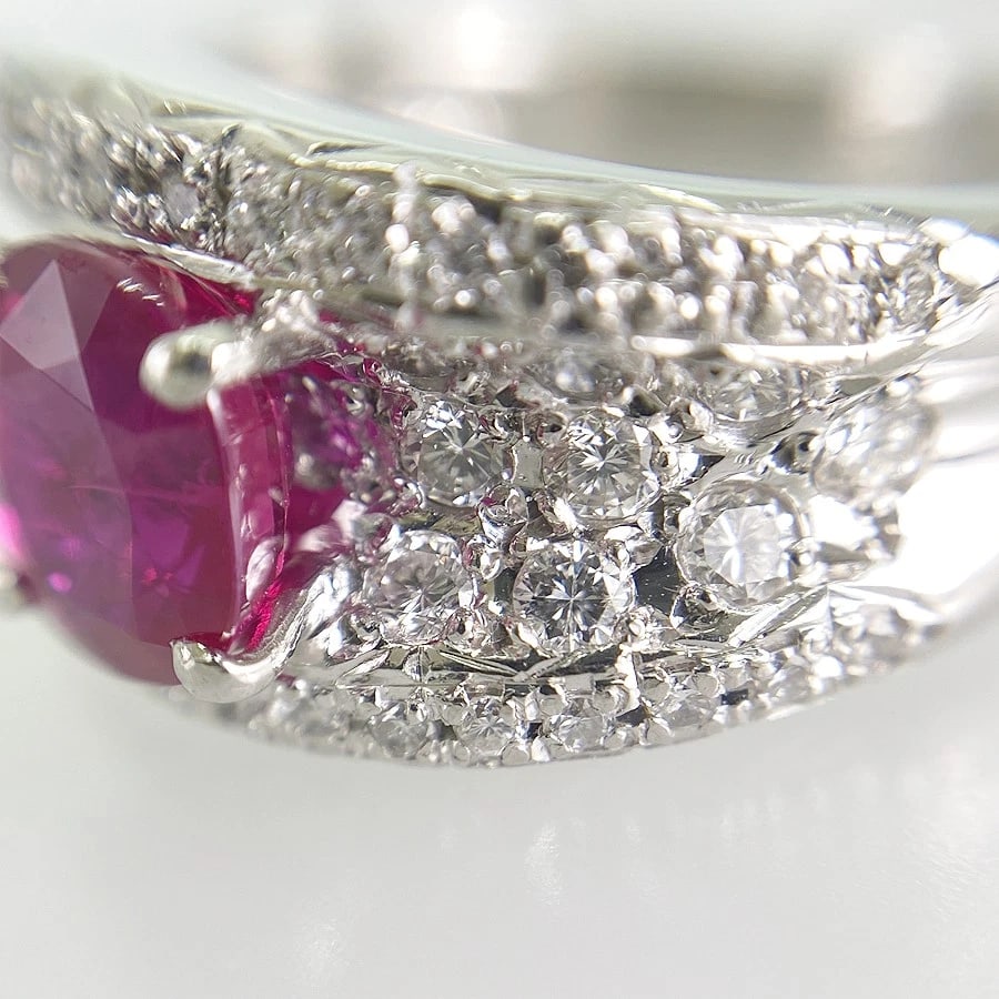 RING PLATINUM RUBY DIAMOND - 7