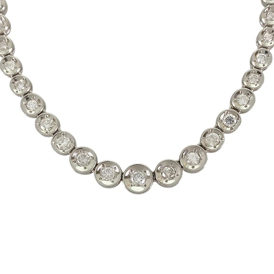 TENNIS NECKLACE PLATINUM DIAMOND: Tennis necklace Platinum Diamond Brand: None Type/Style: Tennis necklace Material: Platinum 850, Main Stone/Creation Natural Color: Silver Size: Necklace full length:47cm Accessories: None