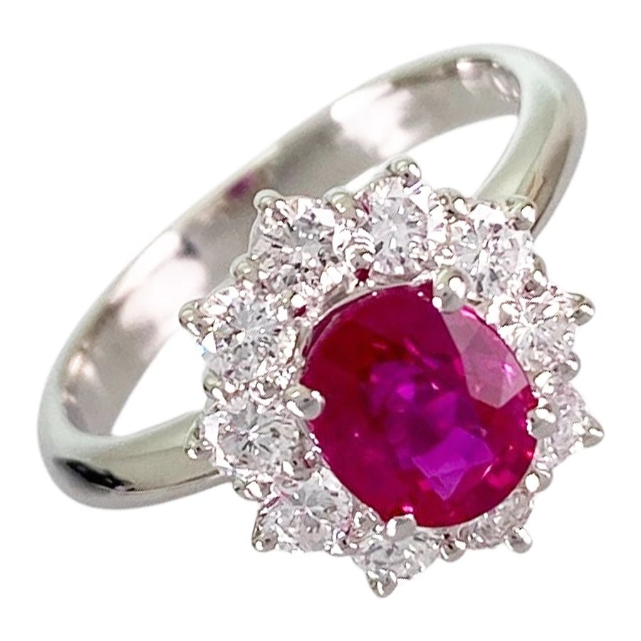 RING PLATINUM RUBY DIAMOND: Ring Platinum Ruby Diamond Brand: None Type/Style: Ring Material: Platinum 900, Main Stone/Creation Secondary Stone diamond Color: Silver Size: 4.5 US Accessories: None Accessories Notice: