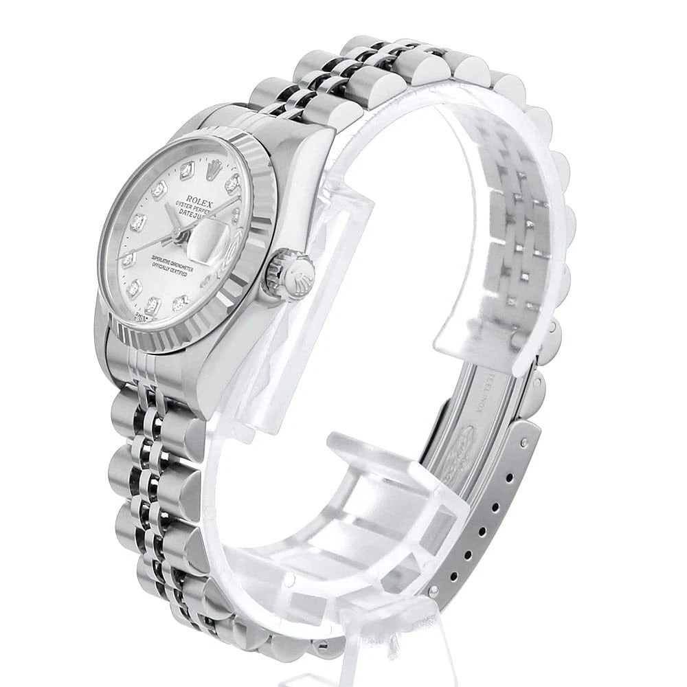 ROLEX DIAMOND SILVER WATCH - 2