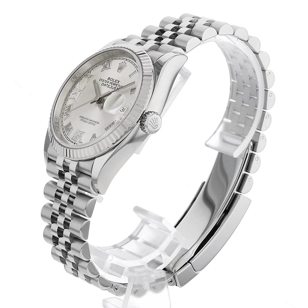 ROLEX DIAMOND SILVER WATCH - 2