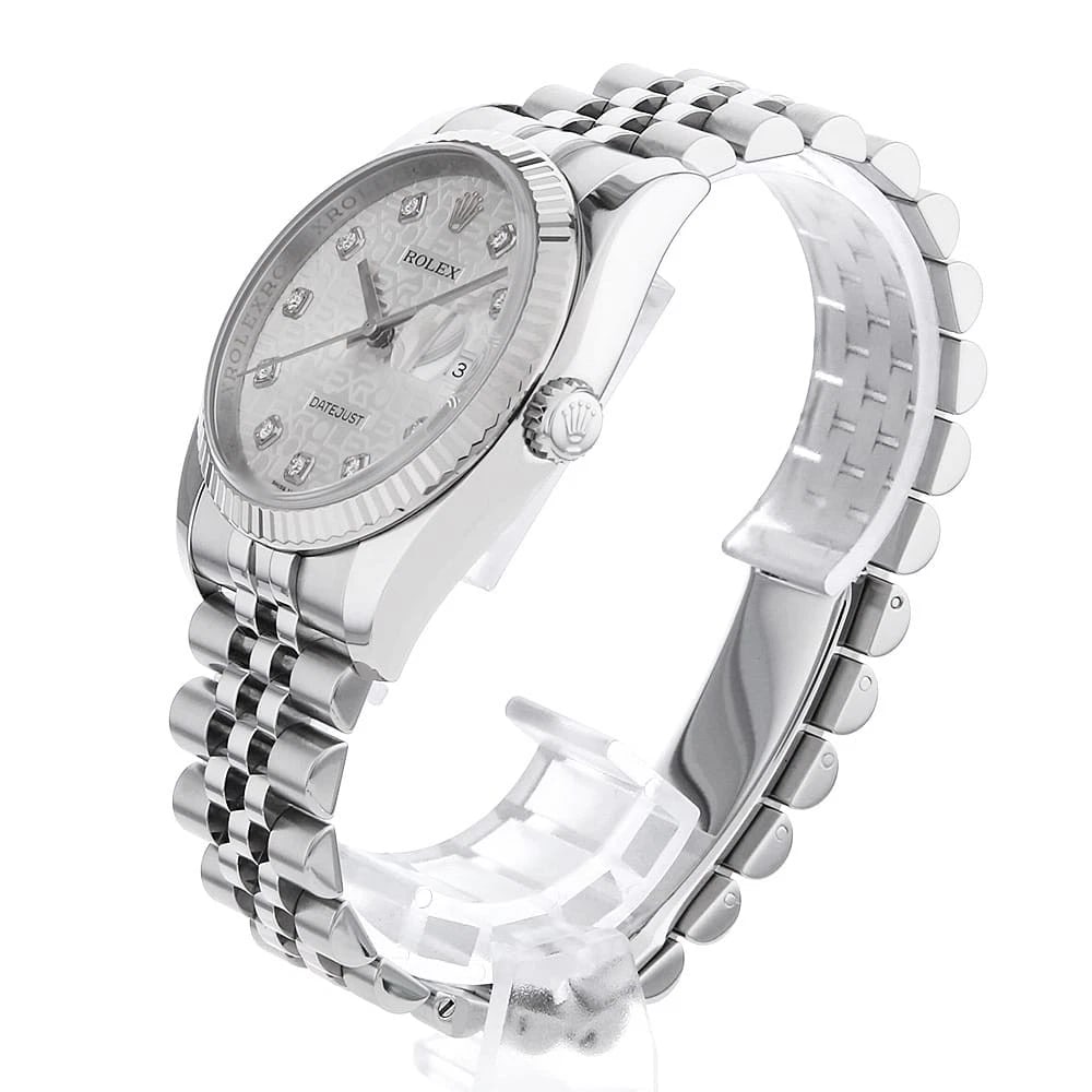 ROLEX DIAMOND SILVER WATCH - 2