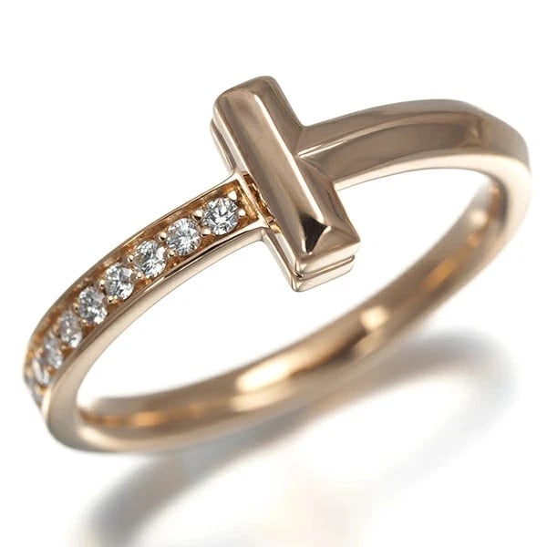TIFFANY & CO. PINK GOLD DIAMOND RING: Tiffany & Co. Pink Gold Diamond Ring Brand: Tiffany & Co. Type/Style: Ring Material: K18PG, Color: PG Size: US 6.75 Accessories: None Accessories Notice: When purchasing pre-owned goods, p