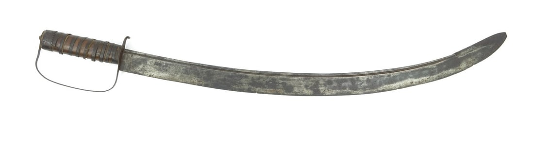 SABRE WITH BLADE-REVOLUTIONARY WAR PERIOD DUTCH: Sabre with Blade-Revolutionary War Period Dutch Size: 28" Blade Description: Revolutionary War Period Dutch? sabre with 28" blade (measured in a straight line from point to guard). Measures 34" overal