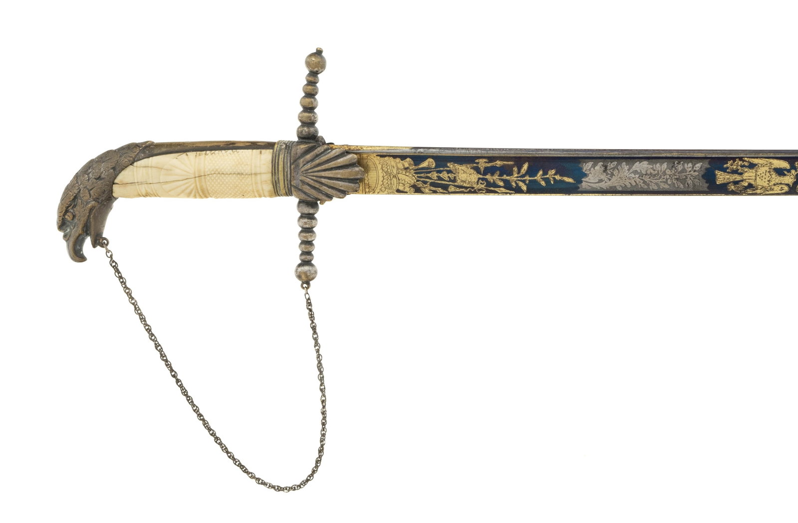 U.S. EAGLE HEAD INFANTRY OFFICERS SWORD: U.S. Eagle Head Infantry Officers sword Size: sword with 31.25" blade and 37" overall length Description: Circa 1821-1840. Eagle head straight edge sword with 31.25" blade and 37" overall length. Chec