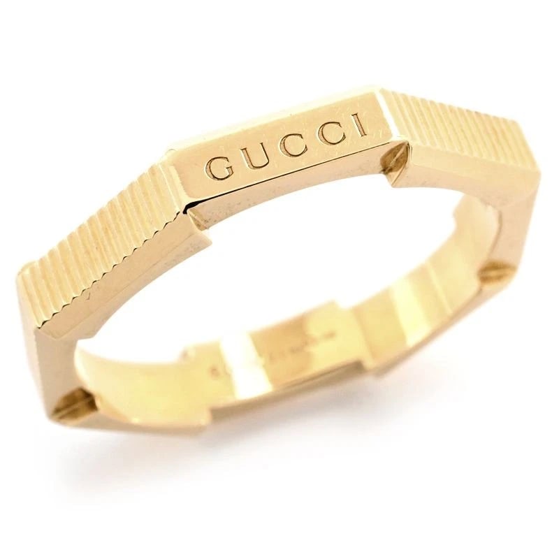 GUCCI LINK TO LOVE RING: Gucci Link to Love Ring Brand: Gucci Type/Style: Ring Material: K18YG, Color: YG Size: US 8.5 Accessories: None Accessories Notice: When purchasing pre-owned goods, please refer to the photos of the