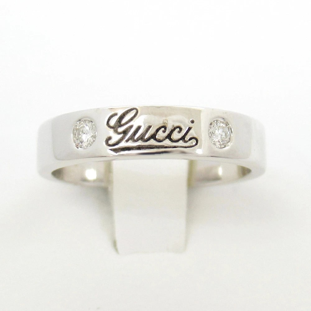 GUCCI ICON PRINT 2P RING K18WG WHITE GOLD: GUCCI Icon Print 2P Ring K18WG White Gold Brand: Gucci Type/Style: Ring Material: K18WG, Color: WG Size: US 6.5 Accessories: None Accessories Notice: When purchasing pre-owned goods, please refer to