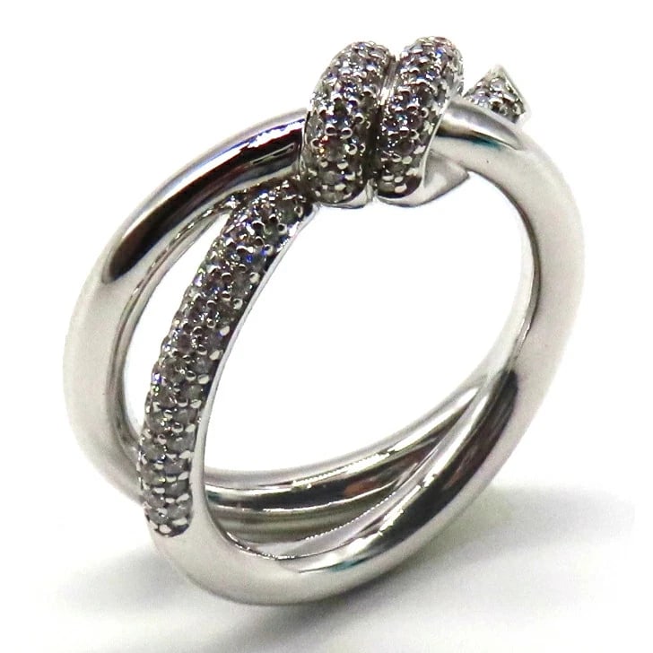 TIFFANY & CO. KNOT DOUBLE RING WHITE GOLD: Tiffany & Co. Knot Double Ring White Gold Brand: Tiffany & Co. Type/Style: Ring Material: K18WG, Color: WG Size: US 6.25 Accessories: None Accessories Notice: When purchasing pre-owned goods, please
