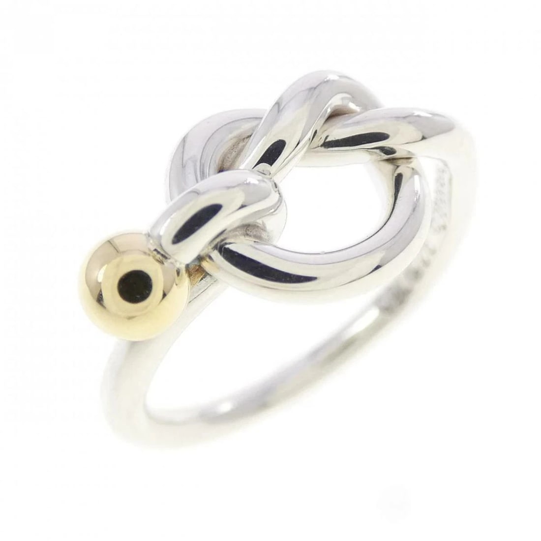TIFFANY LOVE KNOT RING SILVER GOLD: Tiffany Love Knot Ring Silver Gold Brand: Tiffany & Co. Type/Style: Ring Material: SV925 K18YG, Color: Silver YG Size: US 5.5 Accessories: None Accessories Notice: When purchasing pre-owned goods,