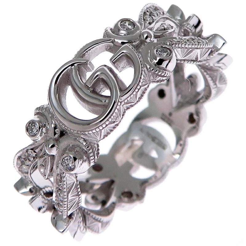 GUCCI FLORA DIAMOND RING 750 WHITE GOLD: Gucci Flora Diamond Ring 750 White Gold Brand: Gucci Type/Style: Ring Material: K18WG, Color: WG Size: US 3.5 Accessories: None Accessories Notice: When purchasing pre-owned goods, please