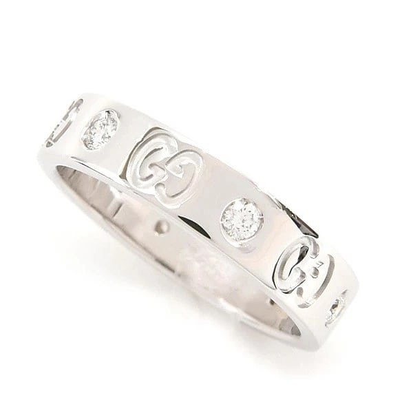 GUCCI WOMEN'S 750WG 6P DIAMOND ICON RING: Gucci Women's 750WG 6P Diamond Icon Ring Brand: Gucci Type/Style: Ring Material: K18WG, Color: WG Size: US 5.5 Accessories: None Accessories Notice: When purchasing pre-owned goods, please refer to