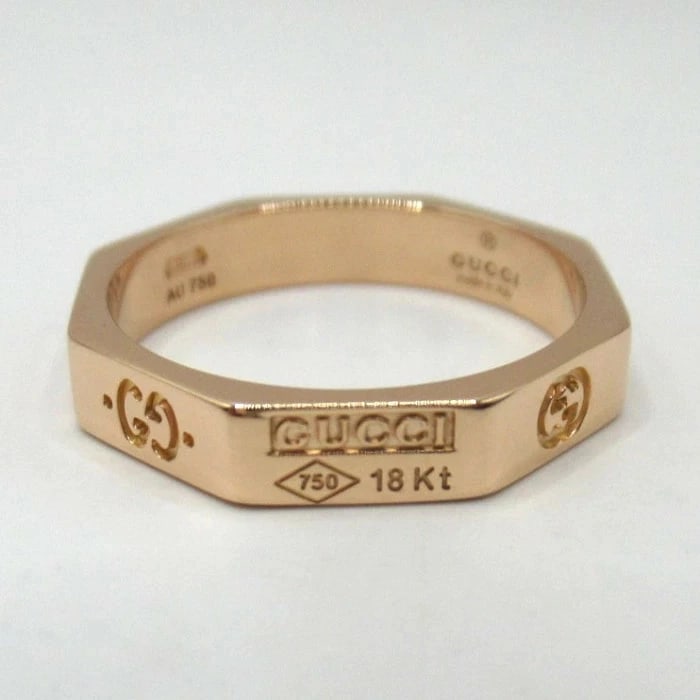 GUCCI OCTAGONAL RING K18PG PINK GOLD: GUCCI Octagonal Ring K18PG Pink Gold Brand: Gucci Type/Style: Ring Material: K18PG, Color: PG Size: US 6 Accessories: None Accessories Notice: When purchasing pre-owned goods, please refer