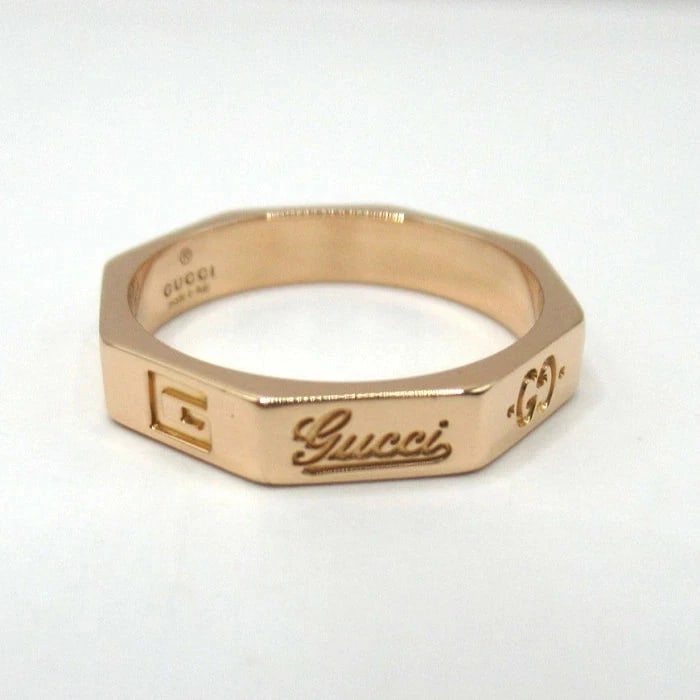 GUCCI OCTAGONAL RING K18PG PINK GOLD: GUCCI Octagonal Ring K18PG Pink Gold Brand: Gucci Type/Style: Ring Material: K18PG, Color: PG Size: US 6 Accessories: None Accessories Notice: When purchasing pre-owned goods, please refer to the