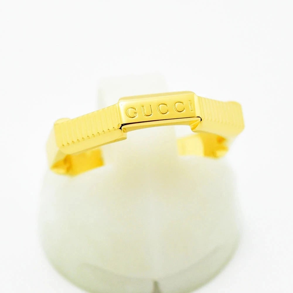 GUCCI RING LINK TO LOVE K18 GOLD JEWELRY: Gucci Ring Link to Love K18 Gold Jewelry Brand: Gucci Type/Style: Ring Material: K18YG, Color: YG Size: US 4.5 Accessories: None Accessories Notice: When purchasing pre-owned goods, please