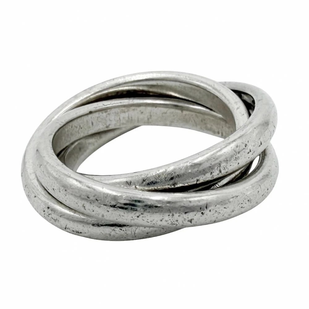 TIFFANY TRINITY RING 3 ROW JEWELRY SILVER 925: Tiffany Trinity Ring 3 Row Jewelry Silver 925 Brand: Tiffany & Co. Type/Style: Ring Material: SV925, Color: Silver Size: 4.75 - 5 US Accessories: None Accessories Notice: When purchasing p