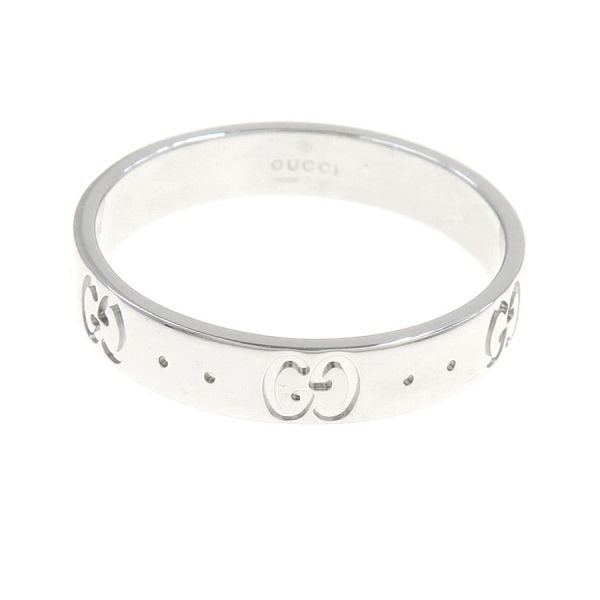 GUCCI ICON RING WHITE GOLD LADIES JEWELRY: Gucci Icon Ring White Gold Ladies Jewelry Brand: Gucci Type/Style: Ring Material: K18WG, Color: WG Size: US 8.5 Accessories: None Accessories Notice: When purchasing pre-owned goods, pleas