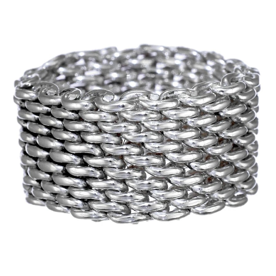 TIFFANY SOMERSET MESH RING STERLING SILVER 925: Tiffany Somerset Mesh Ring Sterling Silver 925 Brand: Tiffany & Co. Type/Style: Ring Material: SV925, Color: Silver Size: US 7.25 Accessories: None Accessories Notice: When purchasing pre-