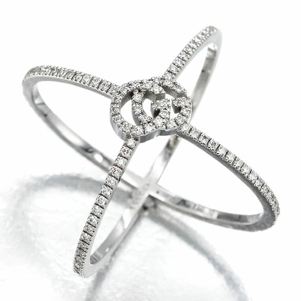 GUCCI GG RING WHITE GOLD K18WG DIAMOND: GUCCI GG Ring White Gold K18WG Diamond Brand: Gucci Type/Style: Ring Material: K18WG, Color: WG Size: 5.25 US Accessories: None Accessories Notice: When purchasing pre-owned goods, please