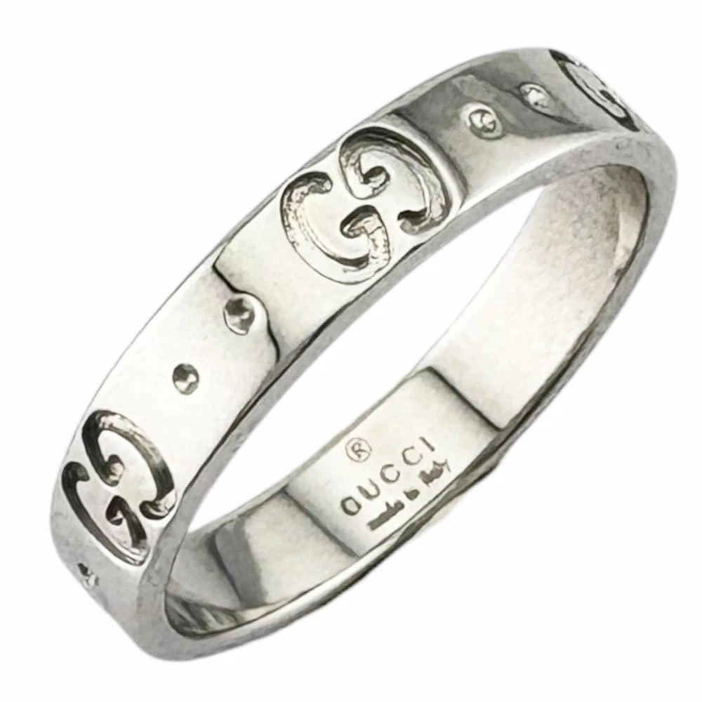 GUCCI ICON RING WOMEN K18WG WHITE GOLD: Gucci Icon Ring Women K18WG White Gold Brand: Gucci Type/Style: Ring Material: K18WG, Color: WG Size: US 6.75 Accessories: None Accessories Notice: When purchasing pre-owned goods, please