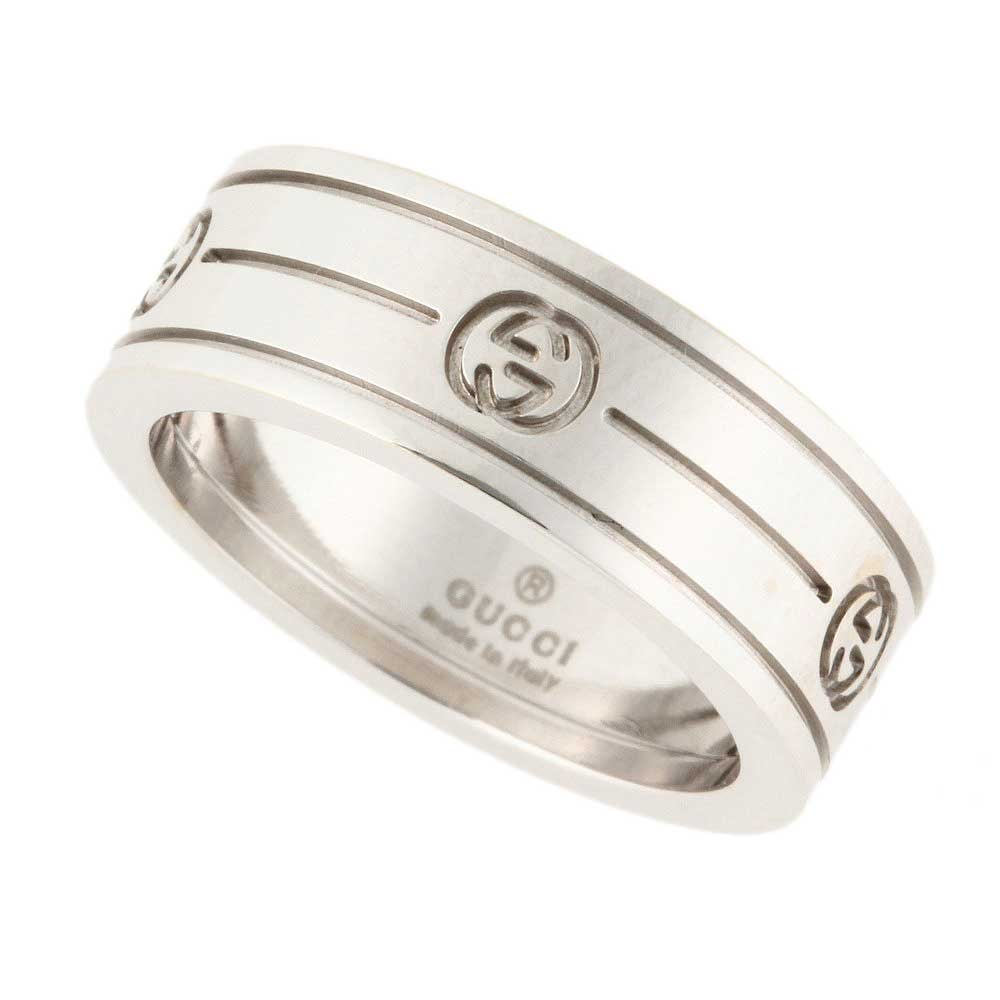 GUCCI INTERLOCKING G RING WHITE GOLD 18K WG: Gucci Interlocking G Ring White Gold 18K WG Brand: Gucci Type/Style: Ring Material: K18WG, Color: WG Size: US 5 Accessories: None Accessories Notice: When purchasing pre-owned goods, pleas