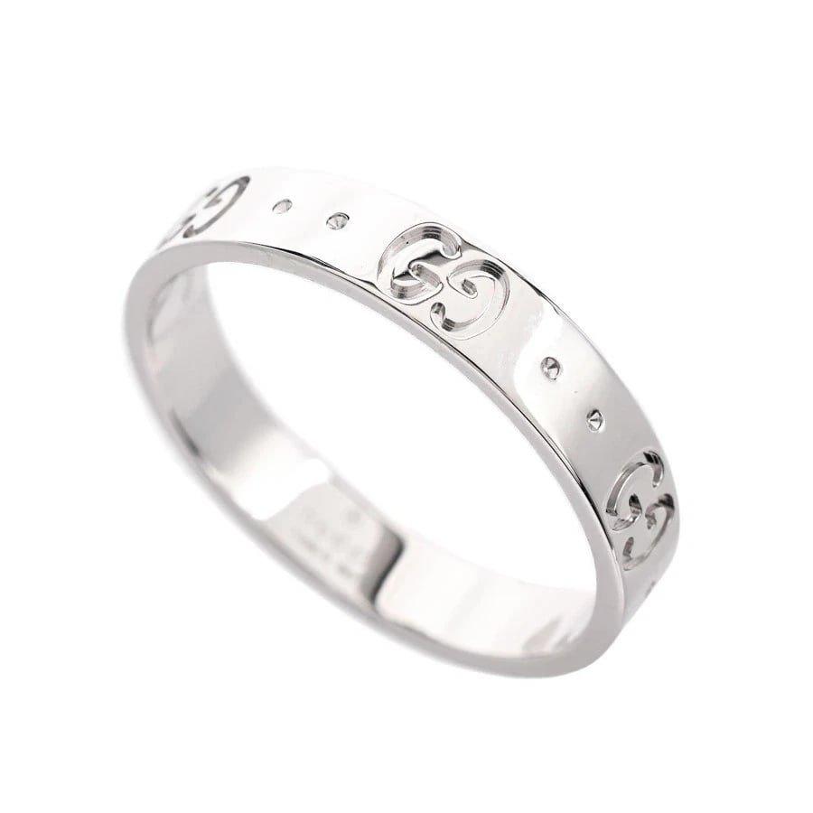 GUCCI ICON RING K18 WHITE GOLD: Gucci Icon Ring K18 White Gold Brand: Gucci Type/Style: Ring Material: K18WG, Color: WG Size: 9 US Accessories: None Accessories Notice: When purchasing pre-owned goods, please refer to th