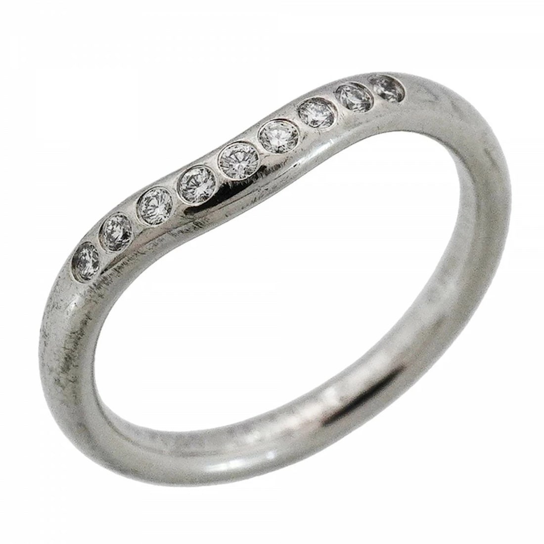TIFFANY CURVED BAND RING PT950 DIAMOND: Tiffany Curved Band Ring Pt950 Diamond Brand: Tiffany & Co. Type/Style: Ring Material: PT950, Color: PT Size: US 3.25 Accessories: None Accessories Notice: When purchasing pre-owned goods, please