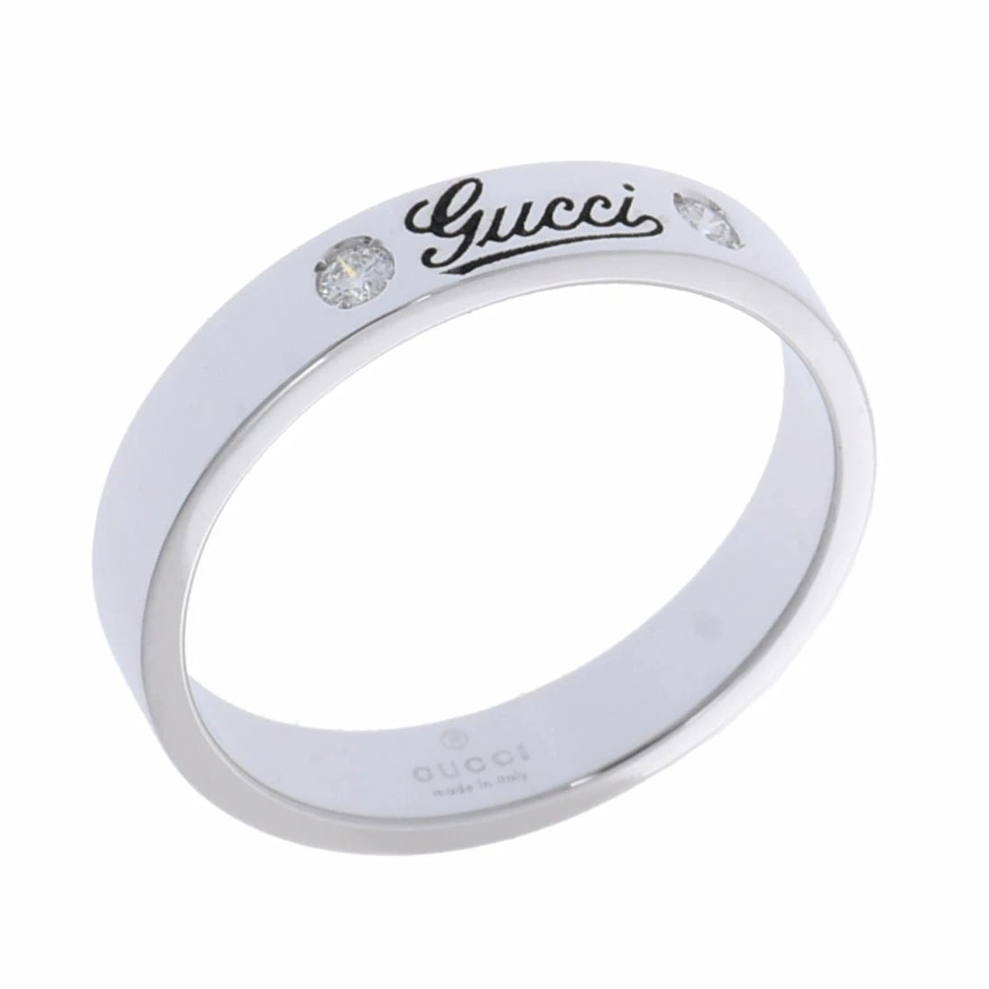 GUCCI ICON PRINT RING 2PD K18 WHITE GOLD: GUCCI Icon Print Ring 2PD K18 White Gold Brand: Gucci Type/Style: Ring Material: K18WG, Color: WG Size: 7.5 US Accessories: None Accessories Notice: When purchasing pre-owned goods, please refer to