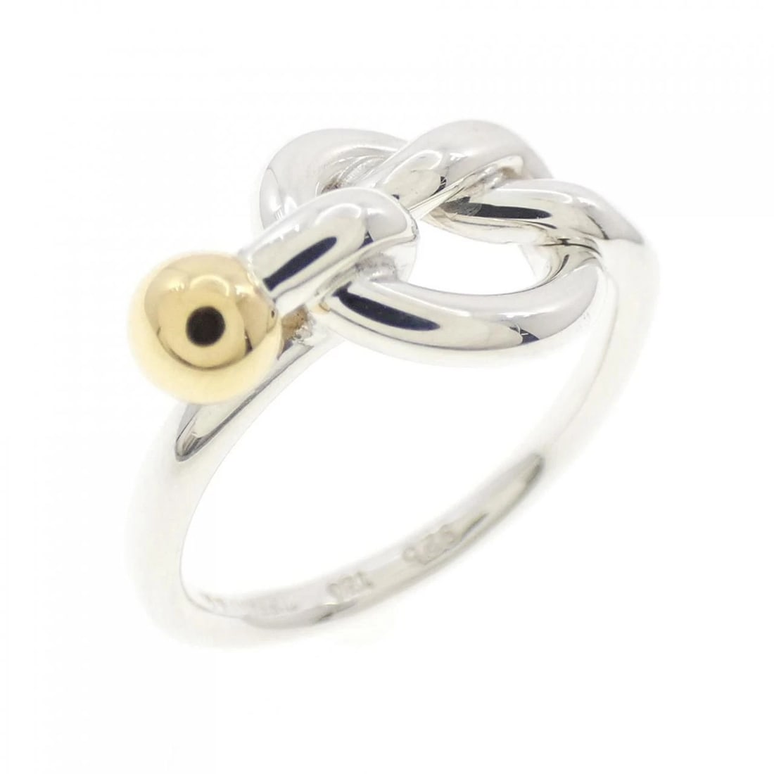 TIFFANY LOVE KNOT RING: Tiffany Love Knot Ring Brand: Tiffany & Co. Type/Style: Ring Material: SV925 K18YG, Color: Silver YG Size: US 4.5 Accessories: None Accessories Notice: When purchasing pre-owned goods, ple