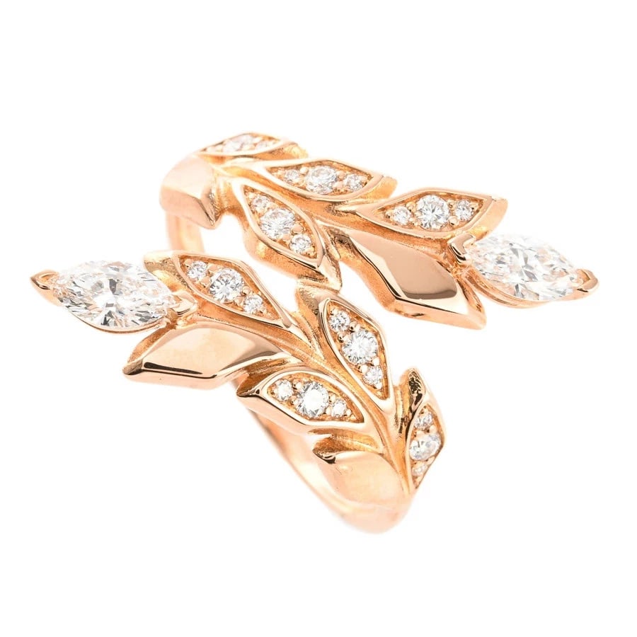 TIFFANY VICTORIA VINE BYPASS RING K18 PINK GOLD: Tiffany Victoria Vine Bypass Ring K18 Pink Gold Brand: Tiffany & Co. Type/Style: Ring Material: K18PG, Color: PG Size: US 6 Accessories: None Accessories Notice: When purchasing pre-owned goods,