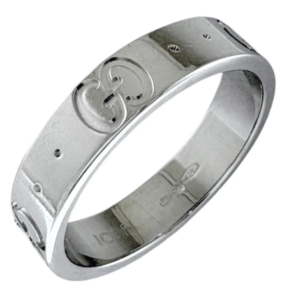 GUCCI ICON RING K18WG SILVER: Gucci Icon Ring K18WG Silver Brand: Gucci Type/Style: Ring Material: K18WG, Color: WG Size: US 4 Accessories: None Accessories Notice: When purchasing pre-owned goods, please refer to the