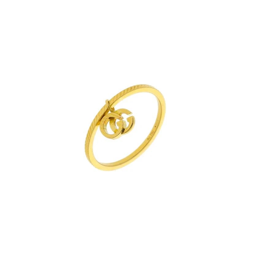 GUCCI AU750 DOUBLE G RUNNING RING: Gucci Au750 Double G Running Ring Brand: Gucci Type/Style: Ring Material: K18YG, Color: YG Size: US 6.75 Accessories: None Accessories Notice: When purchasing pre-owned goods, please refer to the