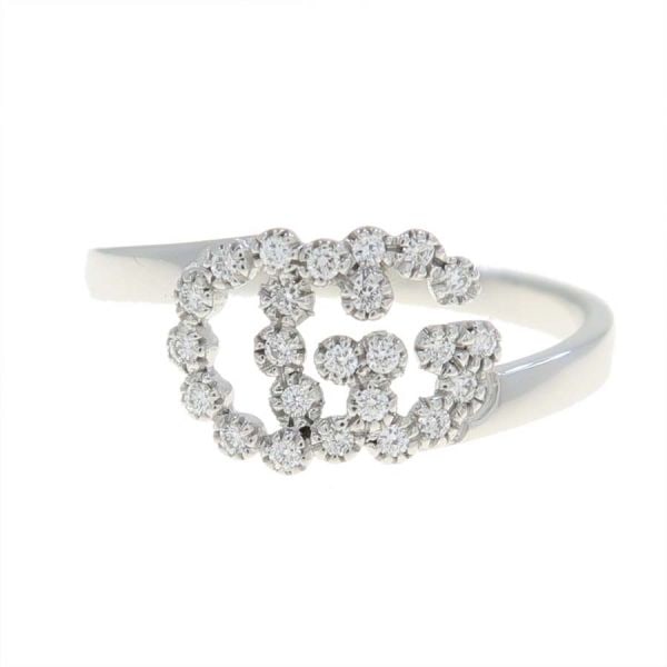 GUCCI GG RUNNING RING WG GOLD WITH DIAMONDS: Gucci GG Running Ring WG Gold with Diamonds Brand: Gucci Type/Style: Ring Material: K18WG, Color: WG Size: US 6.25 Accessories: None Accessories Notice: When purchasing pre-owned goods, please refer