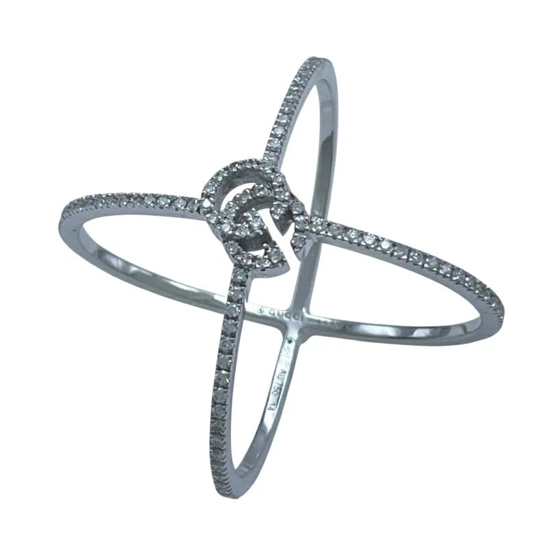 GUCCI RUNNING RING WHITE GOLD: Gucci Running Ring White Gold Brand: Gucci Type/Style: Ring Material: K18WG, Color: WG Size: US 6.75 Accessories: None Accessories Notice: When purchasing pre-owned goods, please refer to the photos