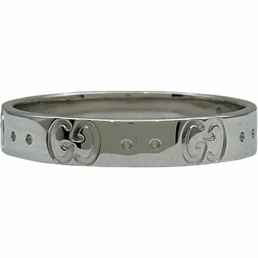 GUCCI ICON RING WHITE GOLD: Gucci Icon Ring White Gold Brand: Gucci Type/Style: Ring Material: K18WG, Color: WG Size: 6.75 - 7 US Accessories: None Accessories Notice: When purchasing pre-owned goods, please refer to the photos