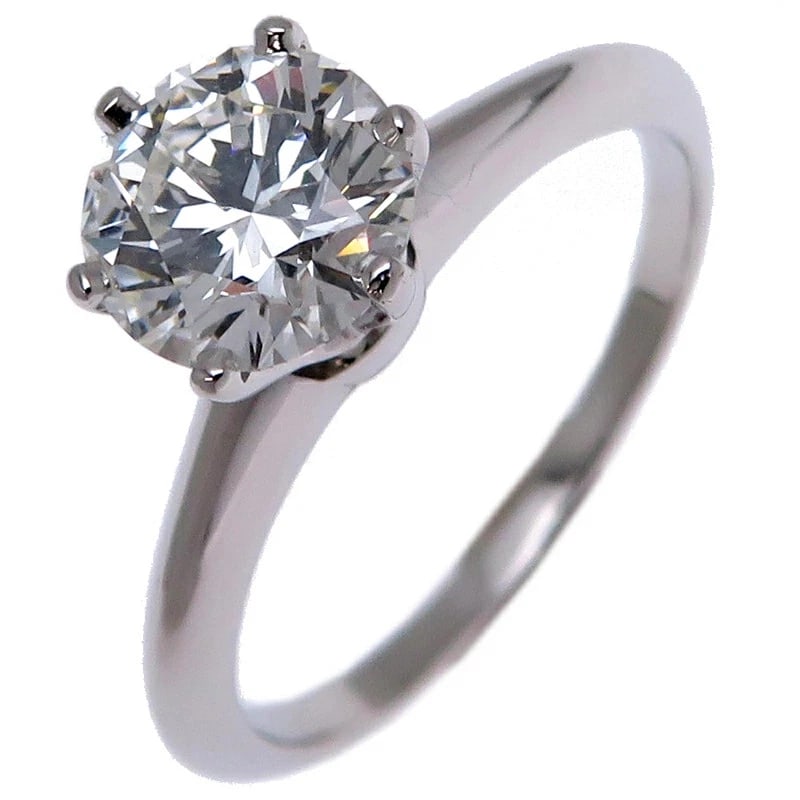 TIFFANY DIAMOND SOLITAIRE RING PT950: Tiffany Diamond Solitaire Ring Pt950 Brand: Tiffany & Co. Type/Style: Ring Material: PT950, Color: PT Size: US 6 Accessories: None Accessories Notice: When purchasing pre-owned goods, plea