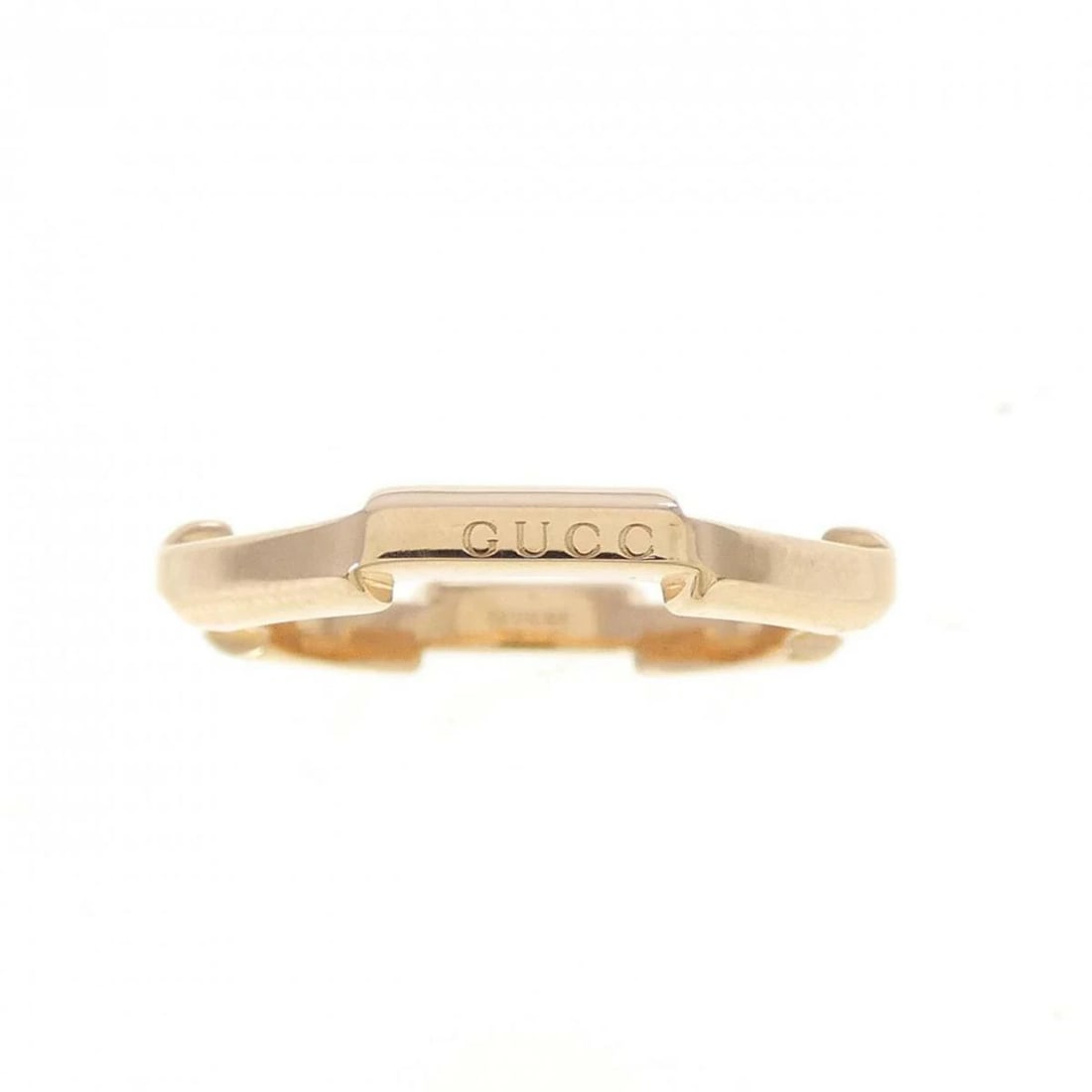 GUCCI LINK TO LOVE RING 750 PINK GOLD: Gucci Link to Love Ring 750 Pink Gold Brand: Gucci Type/Style: Ring Material: 750 Pink Gold, Color: Pink Gold Size: US 5.5 Accessories: None Accessories Notice: When purchasing pre-owned goods,