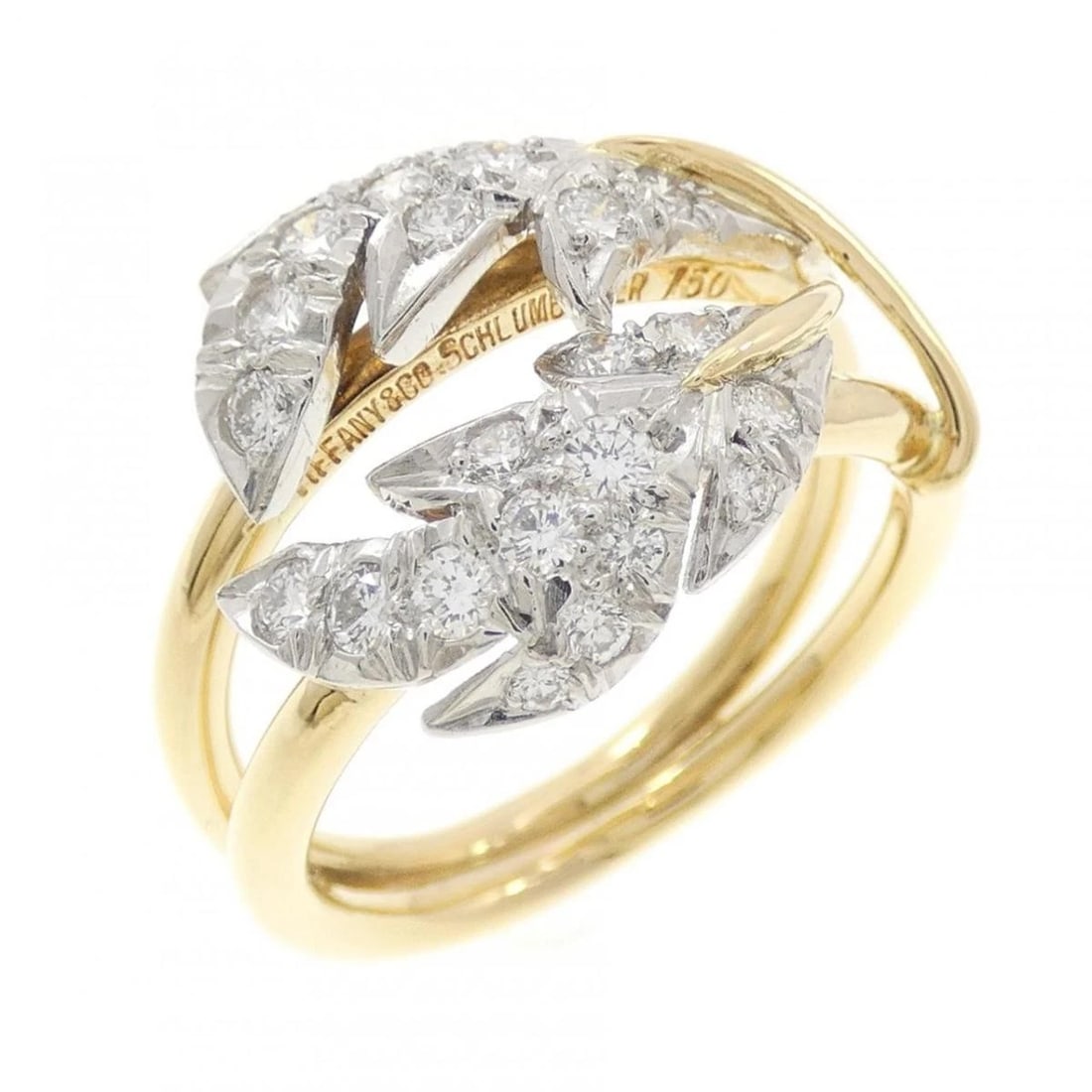 TIFFANY RING GOLD PLATINUM DIAMOND: Tiffany Ring Gold Platinum Diamond Brand: Tiffany & Co. Type/Style: Ring Material: Metal: Gold & Platinum Metal Purity: 750 Yellow Gold / 950 Platinum, Main Stone/Creation Natural Color: Yellow GOLD