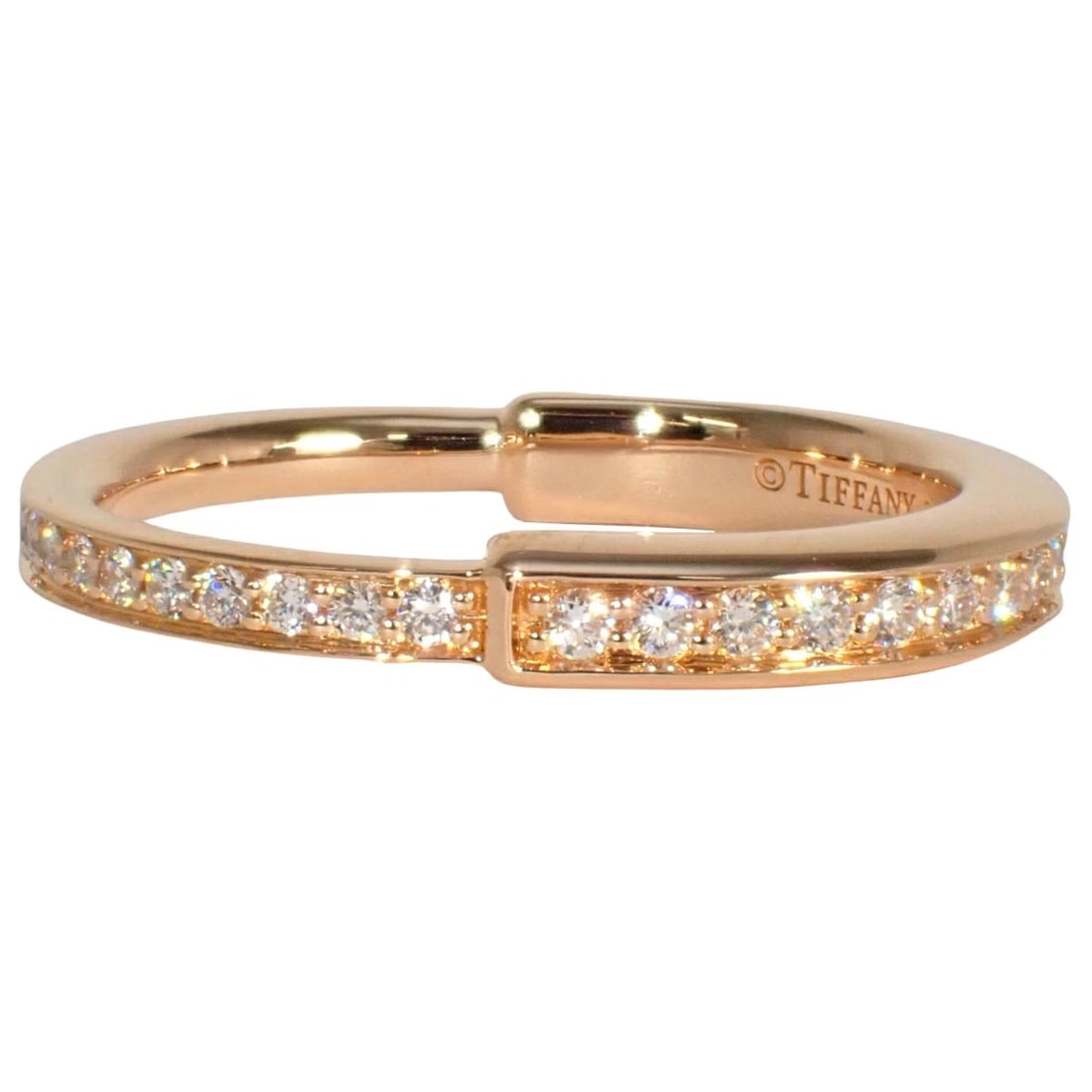 TIFFANY & CO. RING DIAMOND PINK GOLD: Tiffany & Co. Ring Diamond Pink Gold Brand: Tiffany & Co. Type/Style: Ring Material: None, Main Stone/Creation Natural Color: Pink Gold Size: US 4.5 Accessories: None Accessories Notice: When