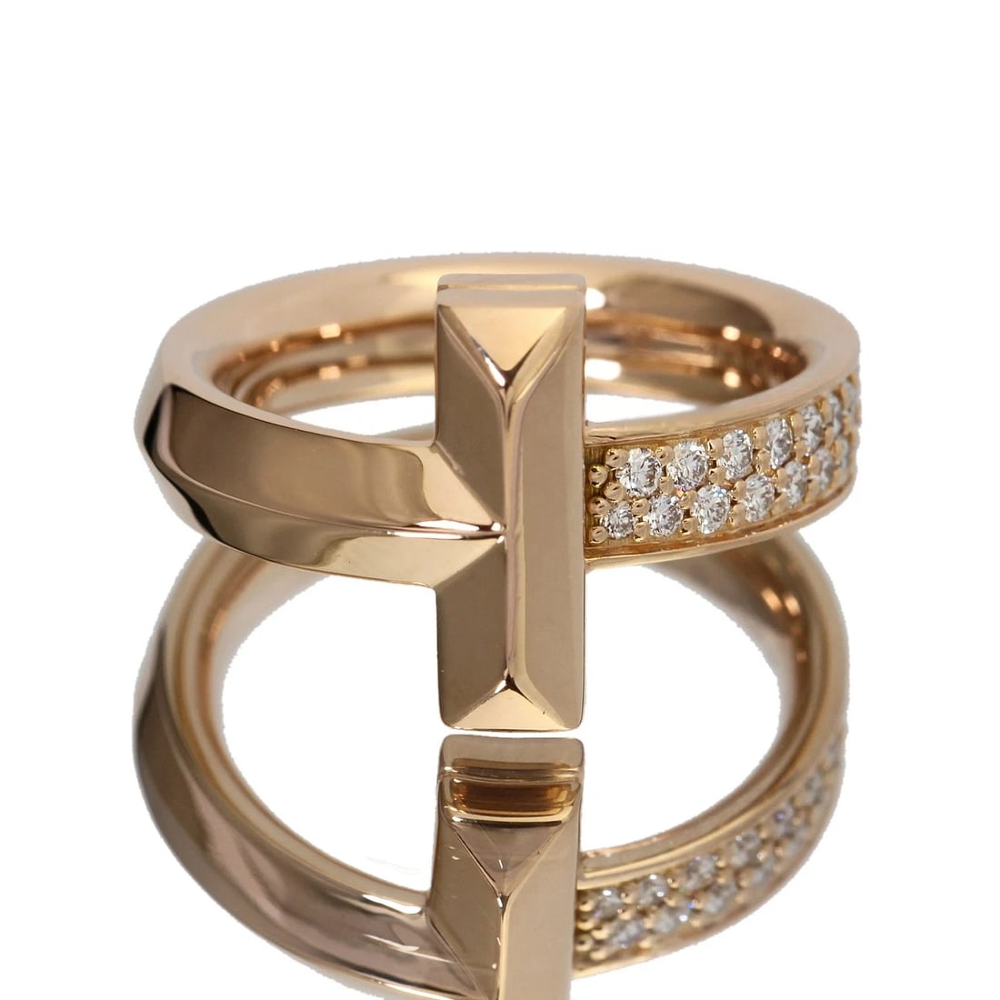 TIFFANY T NARROW RING DIAMOND PINK GOLD PG 750 (1 of 2)