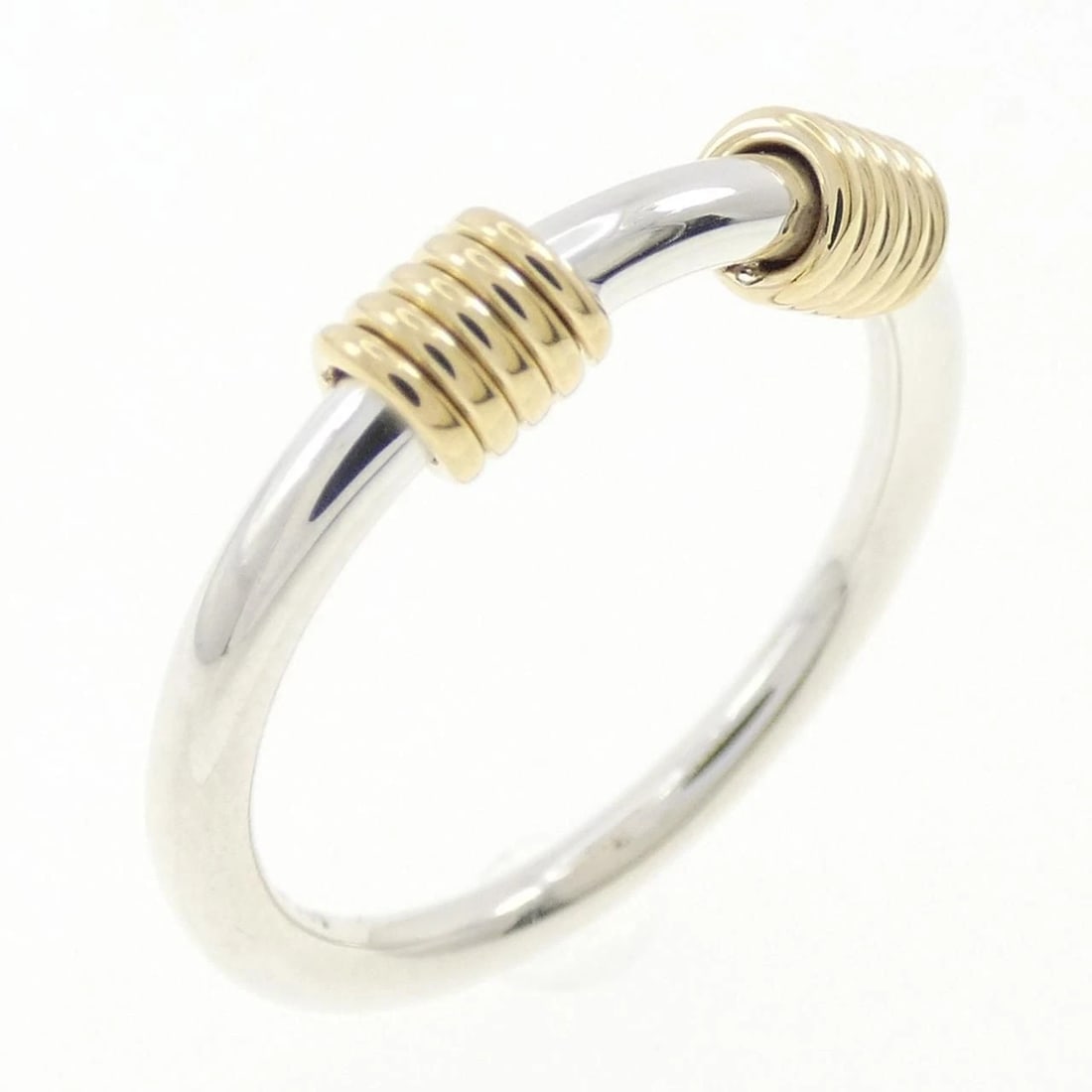 TIFFANY 925 SILVER RING: Tiffany 925 Silver Ring Brand: Tiffany & Co. Type/Style: Ring Material: 925 Silver / 750 Gold, Color: Silver,Gold Size: US 6.5 Accessories: None Accessories Notice: When purchasing pre-own