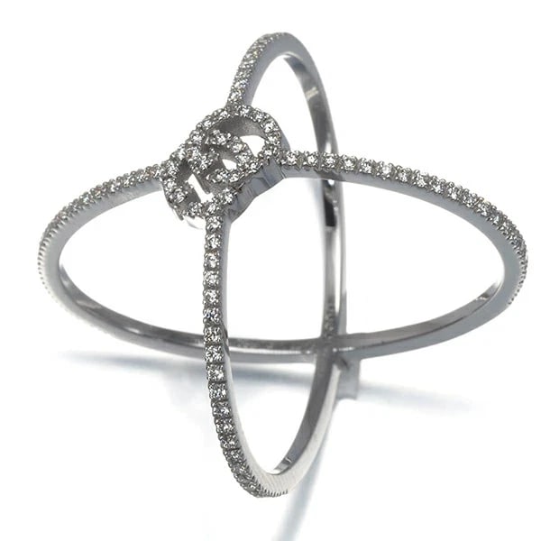 GUCCI RING WHITE GOLD 18K WG DIAMOND: Gucci Ring White Gold 18K WG Diamond Brand: Gucci Type/Style: Ring Material: K18WG, Color: WG Size: 7 - 7.25 US Accessories: None Accessories Notice: When purchasing pre-owned goods, please refer to