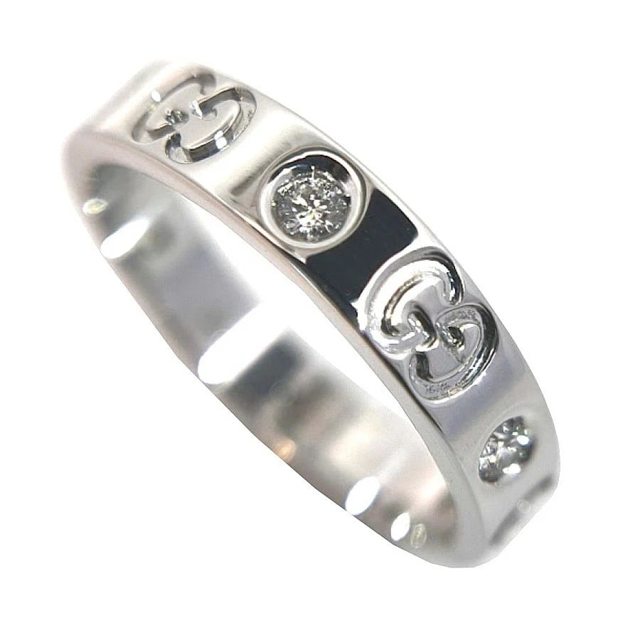 GUCCI ICON 750WG WHITE GOLD DIAMOND RING: GUCCI Icon 750WG White Gold Diamond Ring Brand: Gucci Type/Style: Ring Material: K18WG, Color: WG Size: US 7.5 Accessories: None Accessories Notice: When purchasing pre-owned goods, please refer to