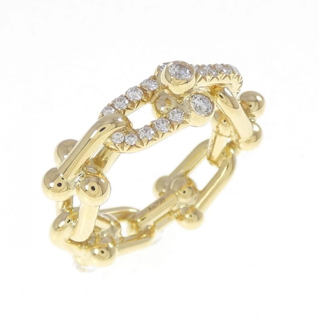 TIFFANY SMALL LINK DIAMOND RING YELLOW GOLD: Tiffany Small Link Diamond Ring Yellow Gold Brand: Tiffany & Co. Type/Style: Ring Material: K18YG, Color: YG Size: US 3 Accessories: None Accessories Notice: When purchasing pre-owned goods, please
