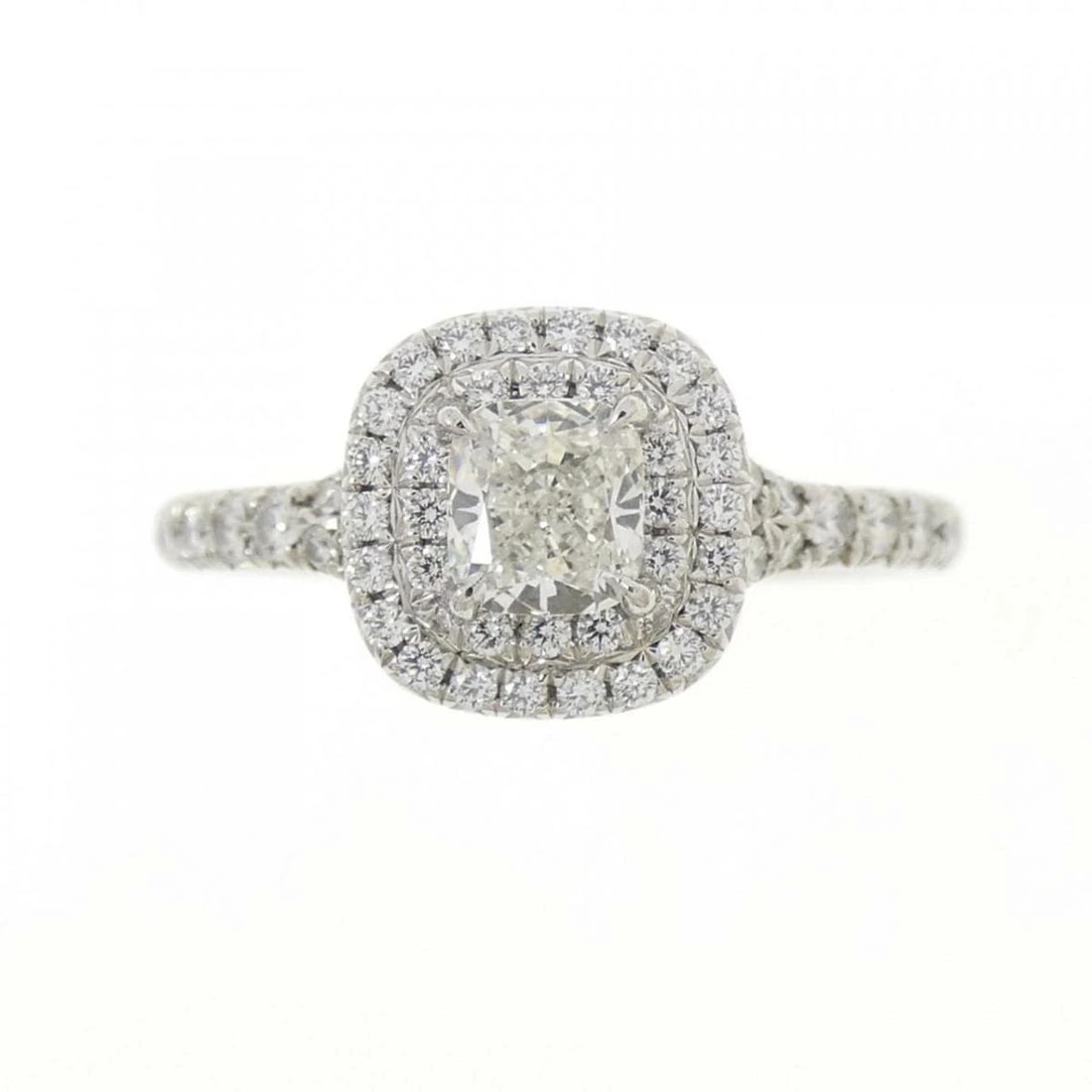 TIFFANY SOLESTE RING PLATINUM 950: Tiffany Soleste Ring Platinum 950 Brand: Tiffany & Co. Type/Style: Ring Material: Platinum 950, Main Stone/Creation Natural Color: Silver Size: US 4.75 Accessories: None Accessories Notice: When