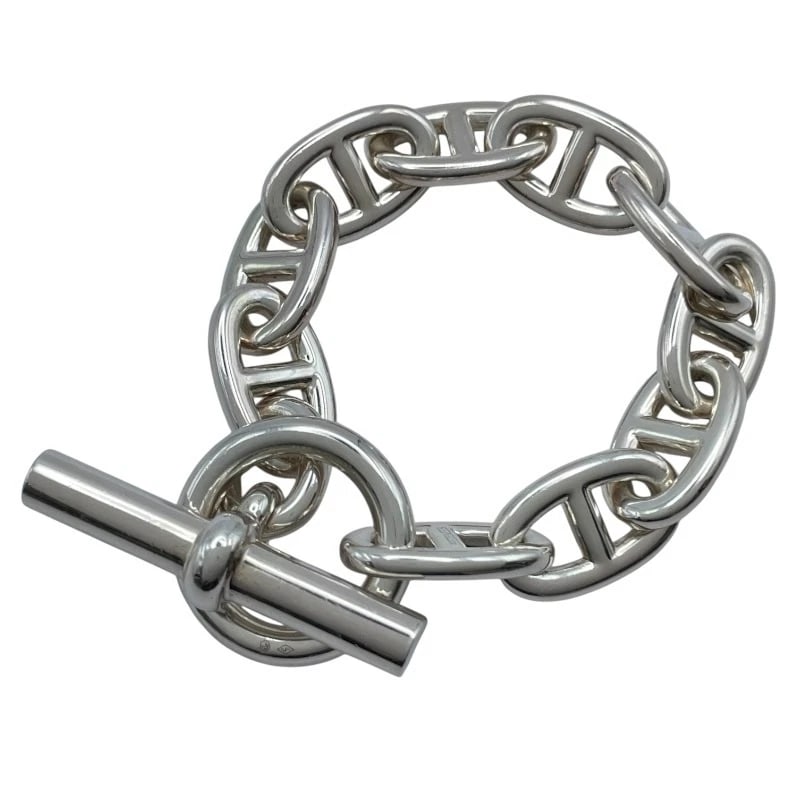 HERMES CHENE TGM SILVER AG925 BRACELET: Hermes Chene TGM Silver Ag925 Bracelet Brand: Hermes Type/Style: Bracelet Material: Silver, Color: Silver Size: approx. 20cm total length, 14.5cm wrist circumference Accessories: None Accessories