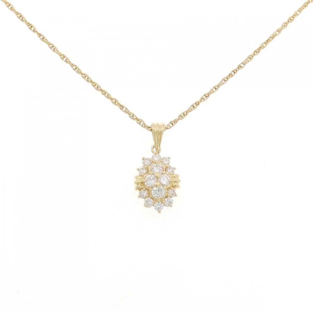 K18YG DIAMOND NECKLACE: K18YG Diamond Necklace Brand: Unbranded Type/Style: Diamond Necklace Material: K18YG, Color: Yellow Gold Size: 40cmActual Size Pendant length approx. x width approx.: 18.5mmx9.1mm Chain maximum width
